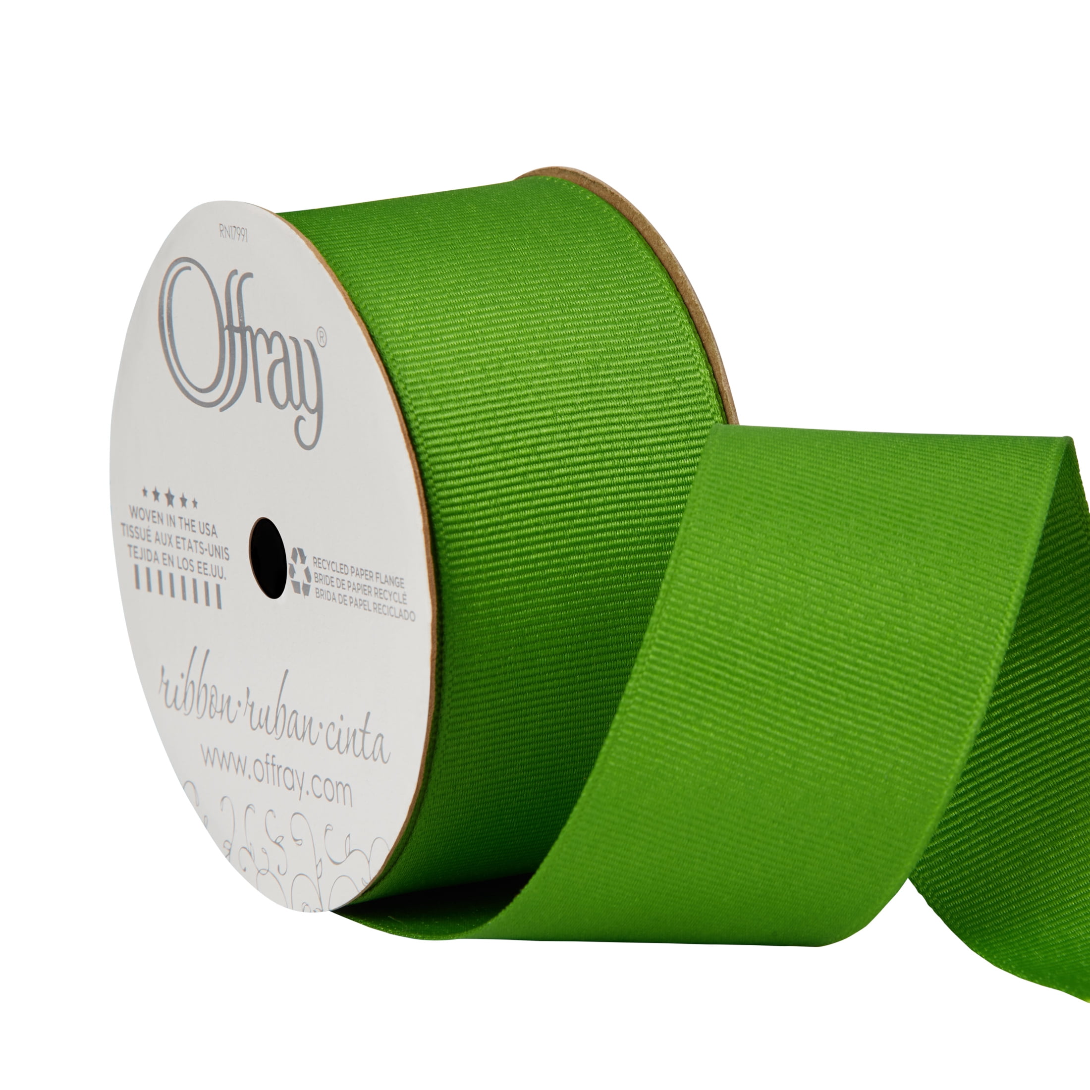 (3 pack) Offray 1.5" x 12' Apple Green Grosgrain Ribbon, 1 Each