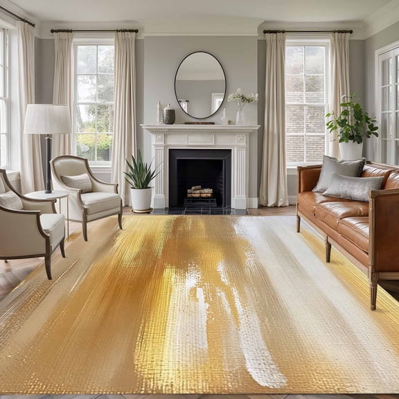 5'x8' Area Rugs, Yellow Beige Indoor Outdoor Area Rug for Living Room Bedroom, Modern Oil Painting Abstract Art Washable Bathroom Rugs Kitchen Floor Carpet Mats Home Decor Aesthetic