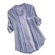 thumbnail image 2 of ICHUANYI ClearanceWomen Plus Size Three Quarter Striped Print V-Neck Loose Fit T-Shirt Blouse(Blue, XL) ICHUANYI WER20232080506174, 2 of 9