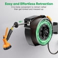 thumbnail image 2 of Retractable Garden Water Hose Reel Aihand 100ft x 1/2" Wall Mount Automatic Garden Hose Reels for Outside, Hose Reel Heavy Duty with 180° Swivel Bracket, 2 of 9