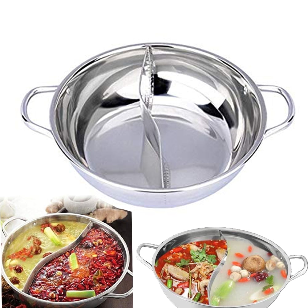 Shabu Pot Hot Stainless Steel Cookware Soup Induction Nabe Lid Cooking Dual Side 