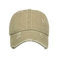 thumbnail image 3 of Toptie Women 3-Stripe Ponytail Baseball Cap Distressed Washed Messy High Bun Ponytail Hat-Khaki, 3 of 7