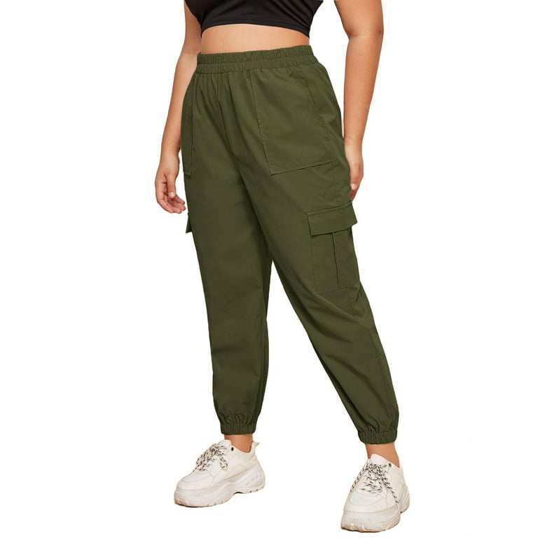 Women's Plus Size Casual Drawstring Waist Jogger Workout Cargo Pants With  Pocket Outdoor Trousers 5XL(22) 