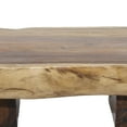 thumbnail image 6 of DecMode 59" x 19" Brown Wood Handmade Live Edge T Stand Coffee Table with Block Style Base, 1-Piece, 6 of 12