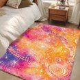 thumbnail image 5 of Abstract Cosmos Washable Area Rugs 3'x5', Clouds Star Pink Orange Dreamlike Low Pile Throw Living Room Rug Non-Slip Sturdy Edge Binding Carpet for Indoor Entryway Bedside Kitchen, 5 of 9