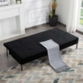 thumbnail image 4 of BSHTI Futon Convertible Sofa Bed,Polyester Fabric Upholstered,All Iron Frame Futon Sleeper,5 Adjustable Backrest Positions,Perfect for Small Spaces(Black), 4 of 14