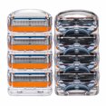 thumbnail image 4 of Recambios de cuchillas de afeitar para hombre de 5 capas, cabezales de repuesto compatibles con Gillette Fusion (4 unidades), 4 of 8