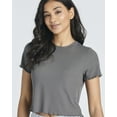 thumbnail image 5 of Real Essentials 4 Pack:Women's Lettuce Trim Ribbed Knit Short Sleeve Crop Tops Shirts Casual Summer Going Out T-Shirts, 5 of 6