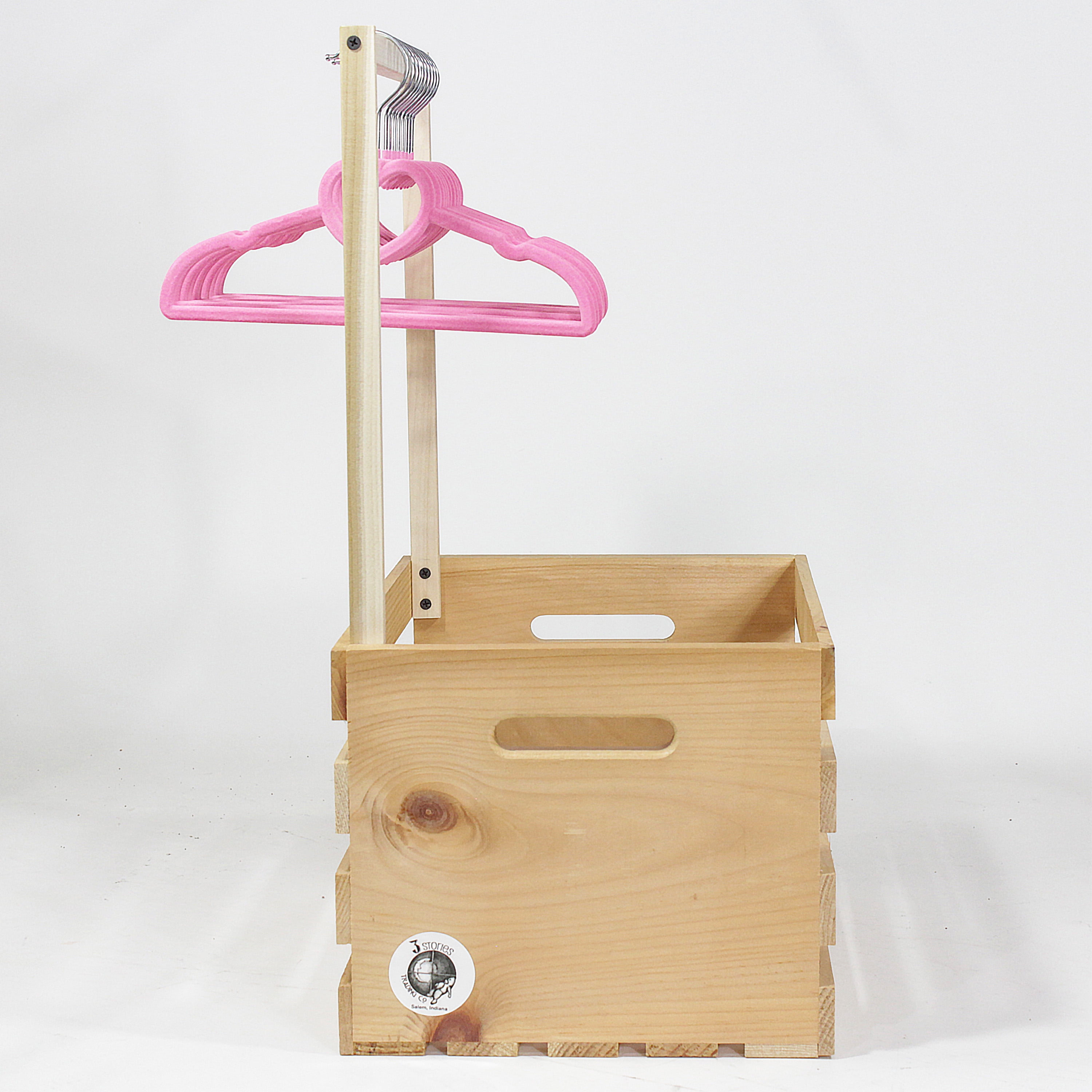 Baby Shower Wardrobe Crate & 10 Clothes Hangers Kit, Baby Shower Gift Crate, Pink