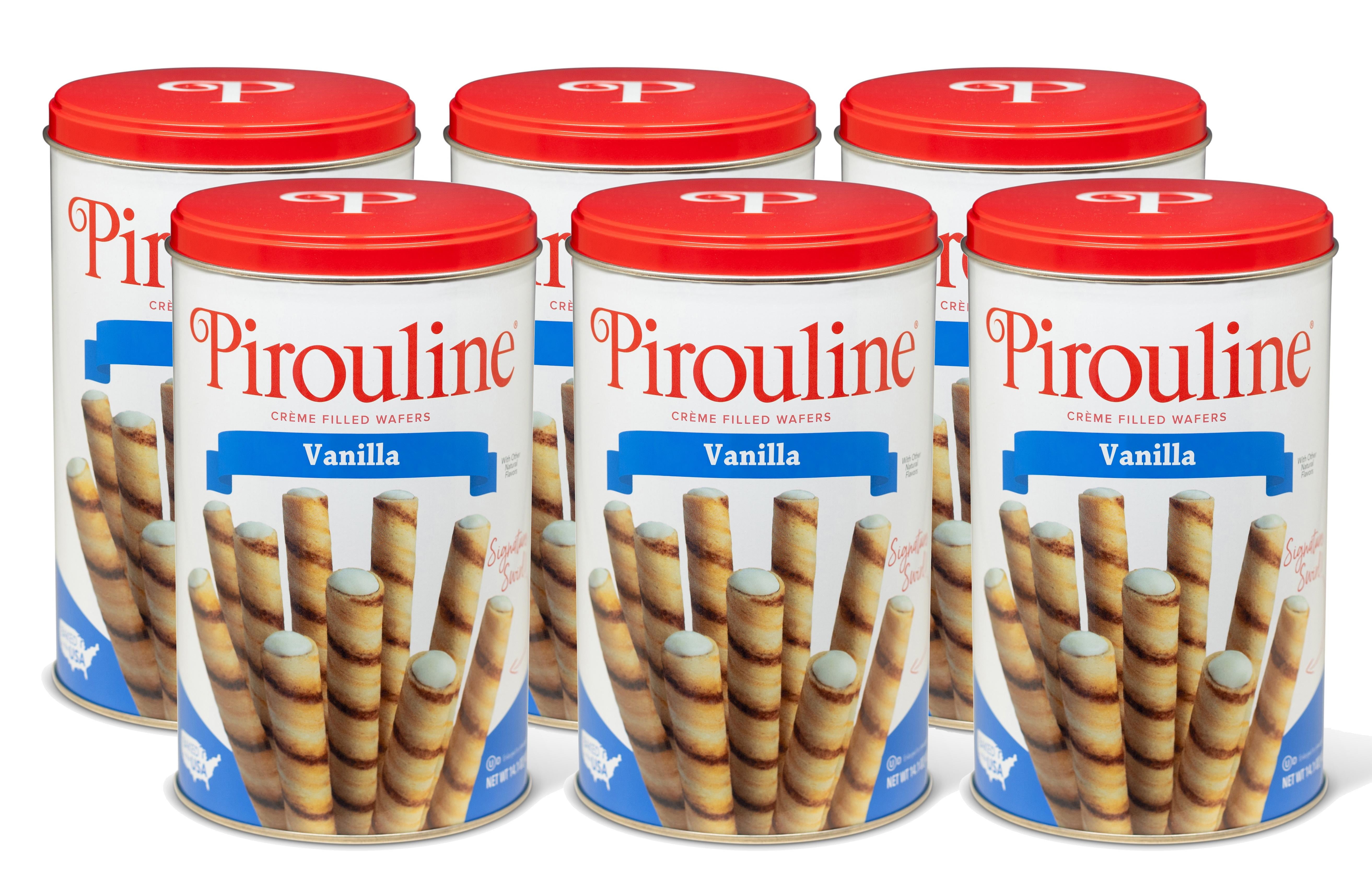 (6 pack) Peter DeBeukelear Creme De Pirouline Rolled Wafers, French Vanilla, 14 Oz Tins, Pack of 6
