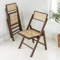 thumbnail image 6 of Theo Mid-Century Vintage Wood Rattan Folding Chair with Adjustable Back, Dark Brown (Set of 2), 6 of 10