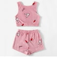 thumbnail image 5 of Elainilye Fashion Womens PJ Set Dairy Milk Print Sleeveless Vest Shorts Sets Home Wear 2 Piece Pajamas Set Sleepwear,Pink, 5 of 7