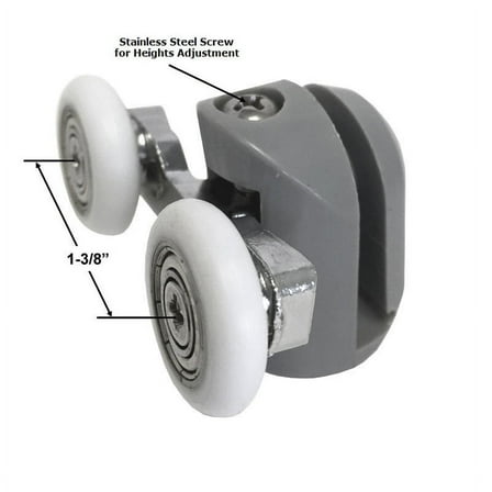 Shower Door 7/8" Diameter Ball Bearing Double Roller Assembly for Sliding Shower Doors