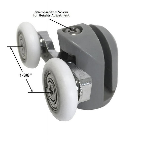 Shower Door 7/8" Diameter Ball Bearing Double Roller Assembly for Sliding Shower Doors