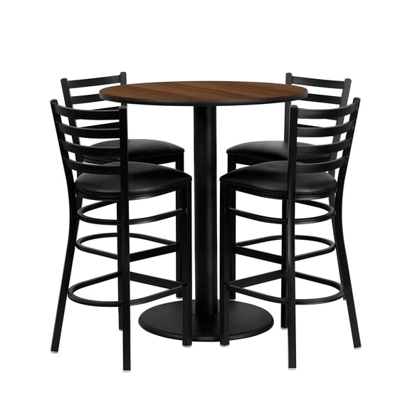 Bowery Hill 5 Piece Counter Height Dining Set in Black and Walnut