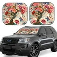 thumbnail image 1 of Fotbe Peinture Papillons et Fleurs 2 Pcs Pare-Soleil / Bloqueur de Soleil pour Pare-Brise de Voiture / Accessoires Intérieurs Pliables pour Protection Solaire-Petit, 1 of 6