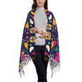 thumbnail image 3 of Cauagu Cinco De Mayo Floral Print Women Wrap Shawl tassels Scarves Retro Scarf 77.6"X28.3", 3 of 8