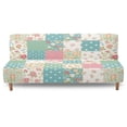 thumbnail image 2 of ZIATUBLES Flower Patchwork Armless Sofa Futon Slipcovers, Stretch Couch Cover Dustproof Elastic Furniture Protector Machine Washable for Living Room Bedroom, 2 of 9