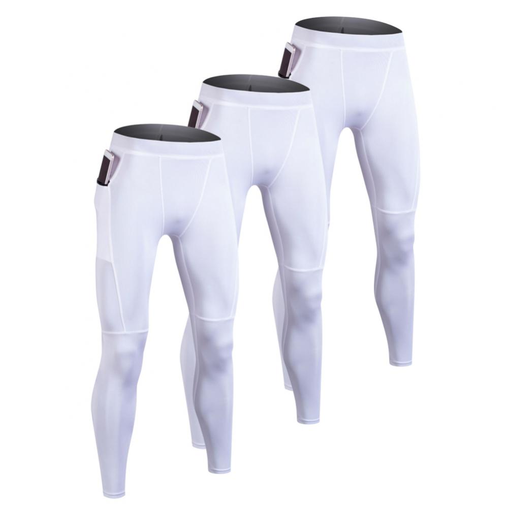 3 Pack Men's Compression Pants Athletic Leggings Pockets Sports Active Baselayer Tights