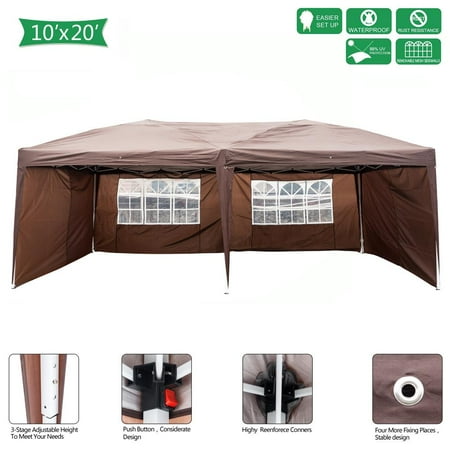 Ktaxon 10'X 20' Outdoor Patio Gazebo EZ POP UP Party Tent 51lbs Wedding Canopy W/4 Side Walls