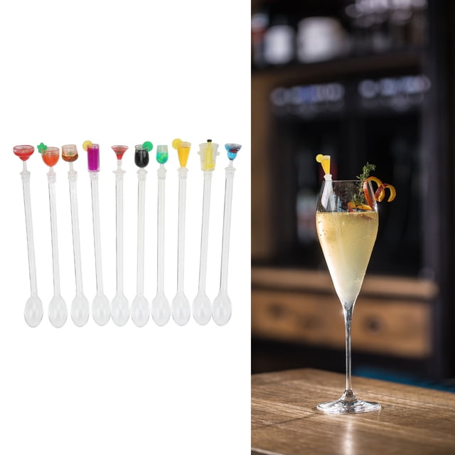 Agitadores de bebidas de cóctel acrílico 10 piezas de ejes transparentes agitadores de bebidas de cóctel reutilizables para cenas y bares Anggrek Otros