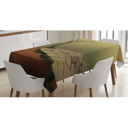 

Fantasy Tablecloth Tree over a Cliff and Flying Leaves Arid Country Precipice Drought Rectangular Table Cover for Dining Room Kitchen 60 X 90 Inches Sand Brown Khaki Cinnamon by Ambesonne
