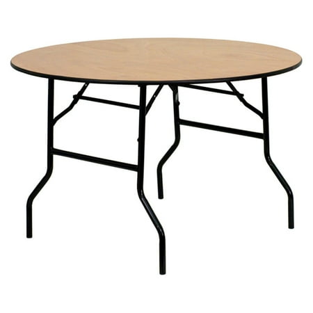 Flash Furniture 48'' Round Wood Folding Banquet Table with Clear Coated Finished Top