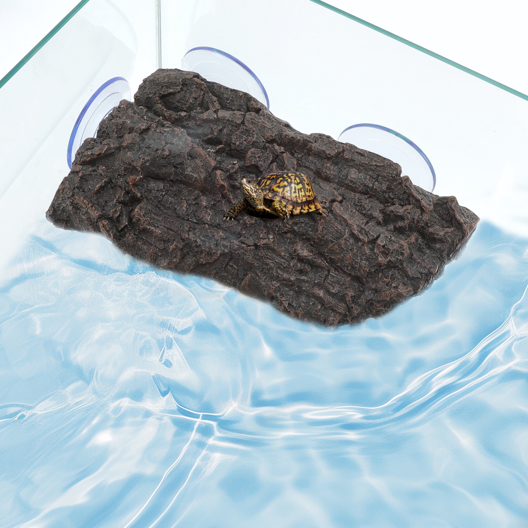 Unique Bargains Turtle Basking Platform Floating Turtle Docks with Suction Cups Resin Floating Turtle Platform Tortoise Climbing Platform for Decoration Brown