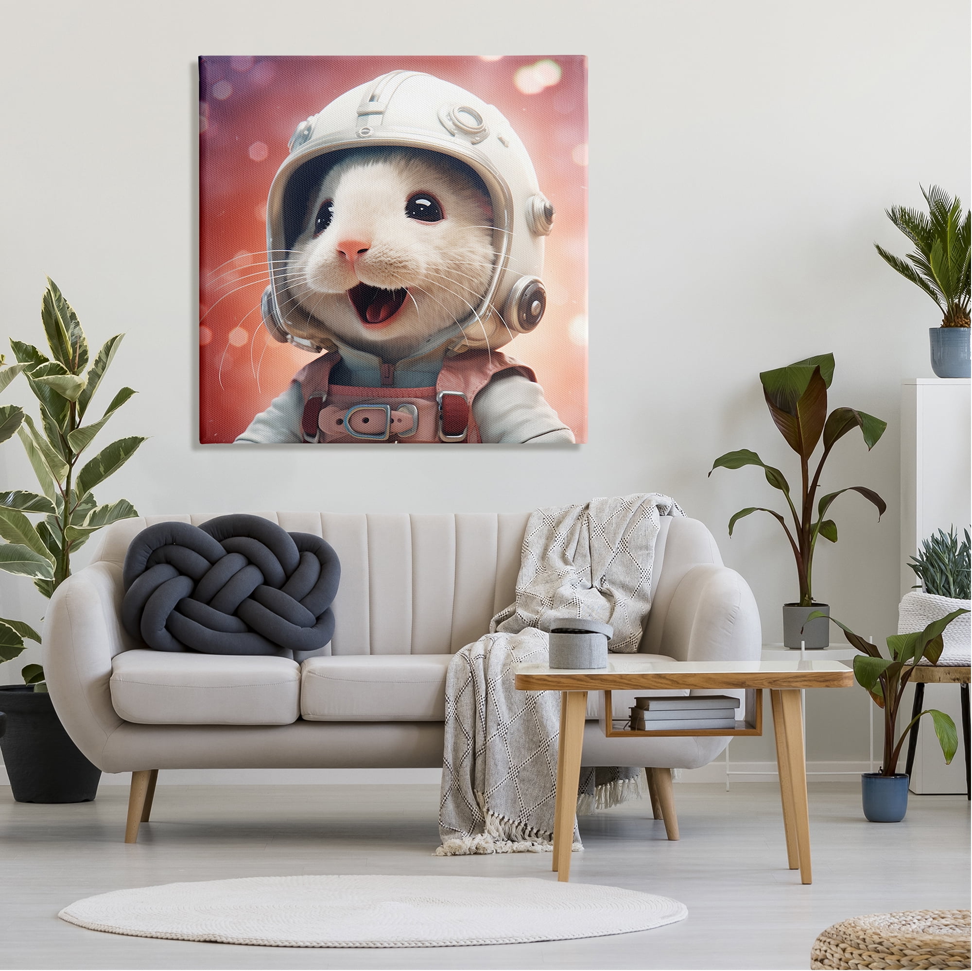 Stupell Industries Astronaut Mouse Portrait Animals & Insects Painting Gallery Wrapped Canvas Art Print Wall Art, 36 x 36