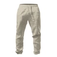 thumbnail image 4 of YOTMKGDO Mens Pants Casual, Pantalones De Hombre, Men's Elastic Pants Solid Color Breathable Loose Casual Pants, Beige L, 4 of 5