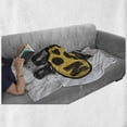 thumbnail image 5 of Rock and Roll Soft Flannel Fleece Throw Blanket, Sketchy Guitar in the Form of Skull, Cozy Plush for Indoor and Outdoor Use, 70" x 90", Grey Mustard Dark Grey, by Ambesonne, 5 of 5