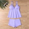 thumbnail image 6 of UJNDER Swimsuit for Women Women's Tankini Two Piece Strappy Bathing Suit Tops with Shorts Plus Size Comfortable Womens Bathing Suits Purple S, 6 of 8