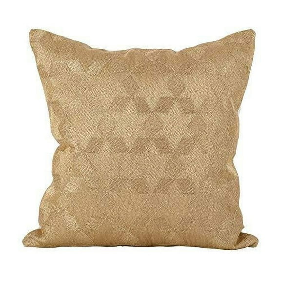 Fennco Styles Metallic Stitched Star Cotton Decorative Throw Pillow Cover 18-Inch Square - Gold Shimmering Case for Home, Couch, Living Room, Office and Bedroom Decor