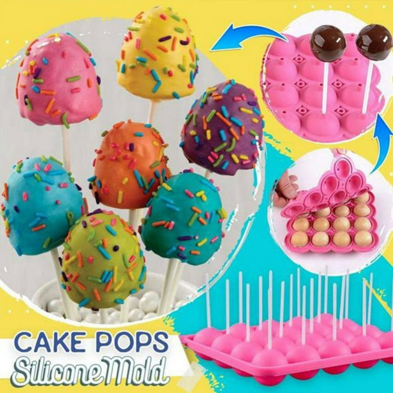 AIERSA Square Cake Pop Mold Silicone, 2 Pcs 15 Cavity Lollipop Molds  Silicone for DIY 1.2 Cake Pops, Cake Bites, Candy Chocolate Cubes, Cake  Pops