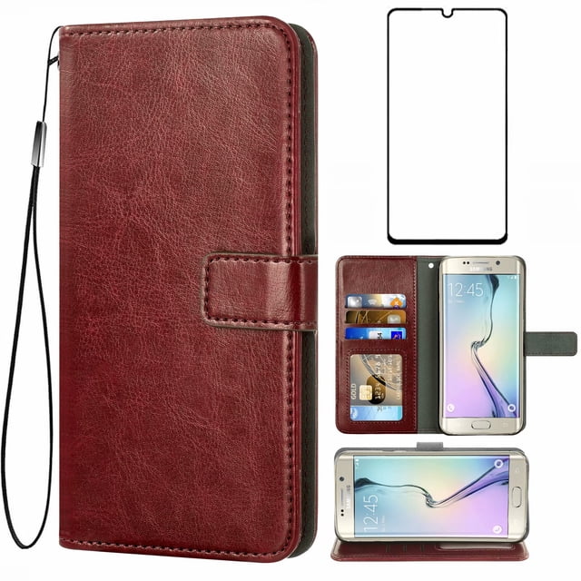 Mobile Phone Cover for Samsung S6 Edge, Cover Premium Pu Leather Tpu Flip Cover Magnetic Closure Card Compartment Stand Function Wallet with Lanyard Protective Cover