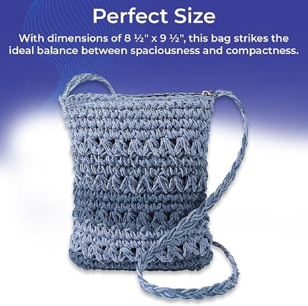 Sagefinds Blue Straw Handbag for Women, Woven Crossbody Purse for Summer Shoulder Bag - 8 ½” X 9 ½”
