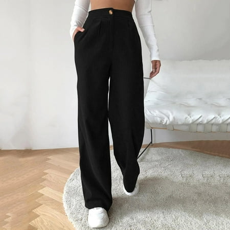 SNKSDGM Women s Plus Panties for Women Cotton Womens Sweatpants Joggers High Waist Cord Wide Leg Pants Straight Trousers Women Big Size Corduroy Pants