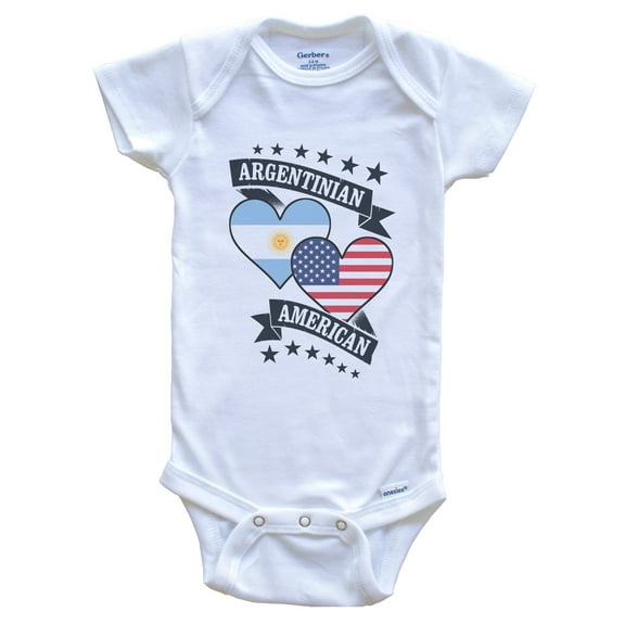 Argentinian American Heart Flags Argentina America Baby Bodysuit, 0-3 months white