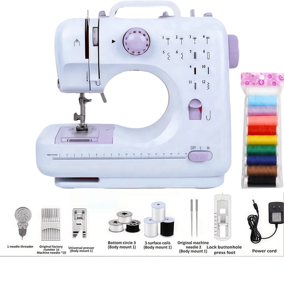 Mini sewing machine, built-in 12-needle multi-function pedal automatic sewing machine, suitable for beginners, send wife/mother/friend Valentine's Day gift