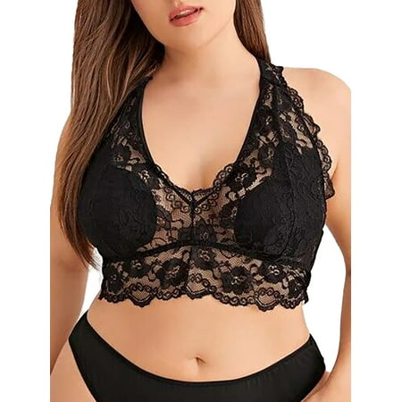 

VSNOW Women Plus Size Lace Unpadded Bra Underwear Sexy Lingerie Sleepwear