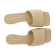 thumbnail image 2 of Ventutto Sand Quilted Flat Slide Leather Slipper-9 for womens, 2 of 5