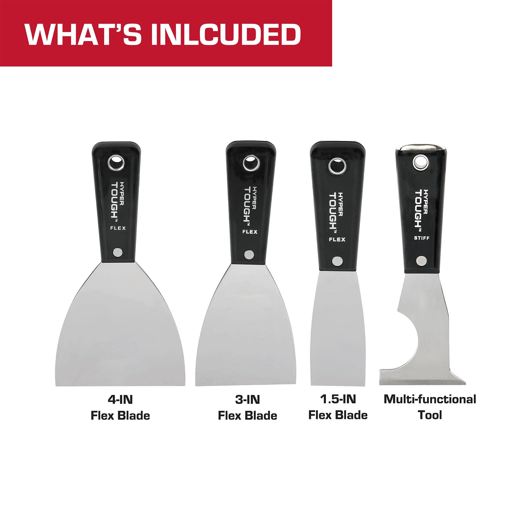 Hyper Tough 4 Piece Putty Knife Set