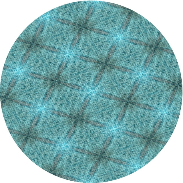 Ahgly Company Tapis Rond Lavable en Machine Intérieur Transitionnel Vert Profond, 4 Pieds Rond