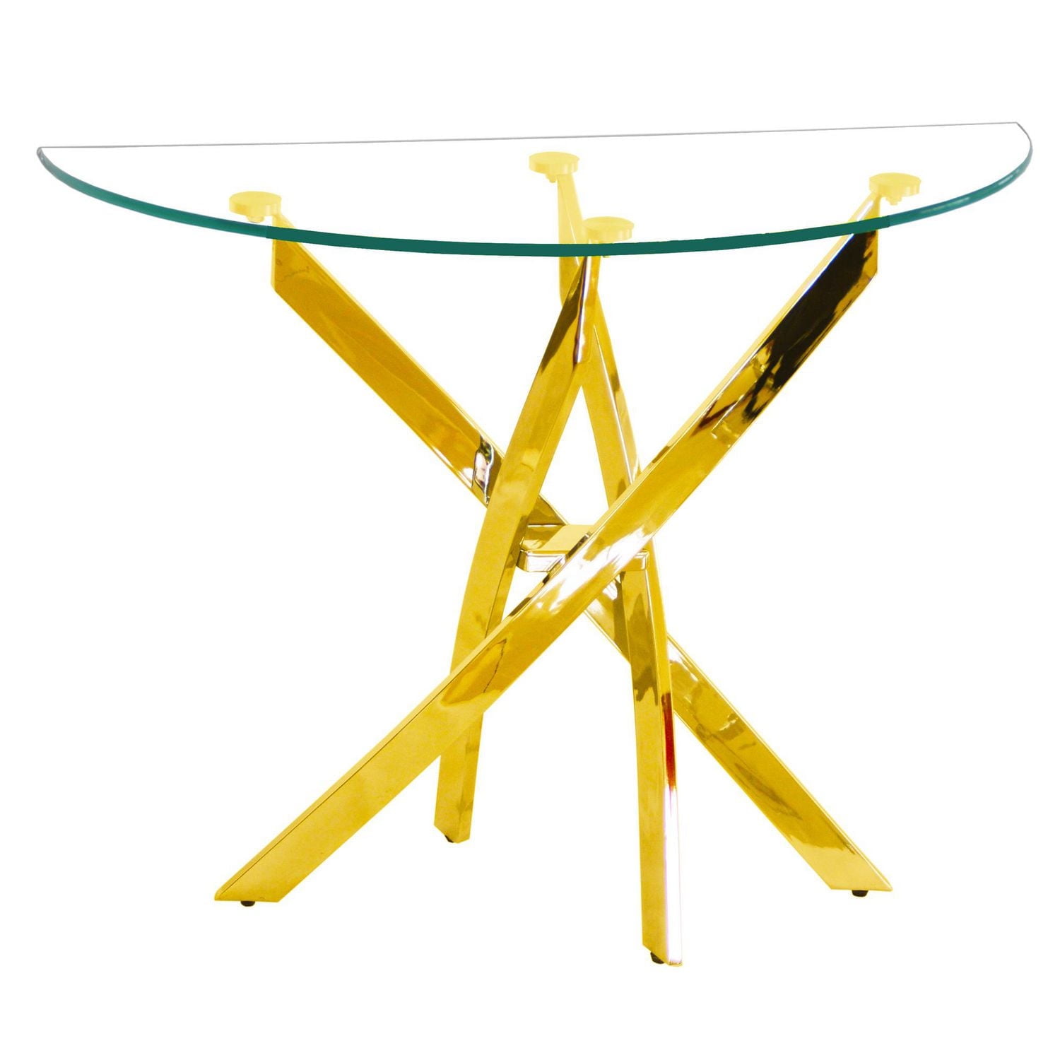 Table console demi-lune canadienne Genesis dorée