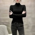 thumbnail image 7 of ClodeEU Womens Turtleneck Long Sleeve Shirts,Ribbed Slim Fit Basic Lightweight Thermal Underwear Tops Black,Womens Plus M, 7 of 7