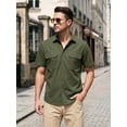 thumbnail image 6 of Men Short Sleeve Button Down Shirt Casual Button Up Shirt Relaxed Fit Work Clothes with Two Pockets, 6 of 8