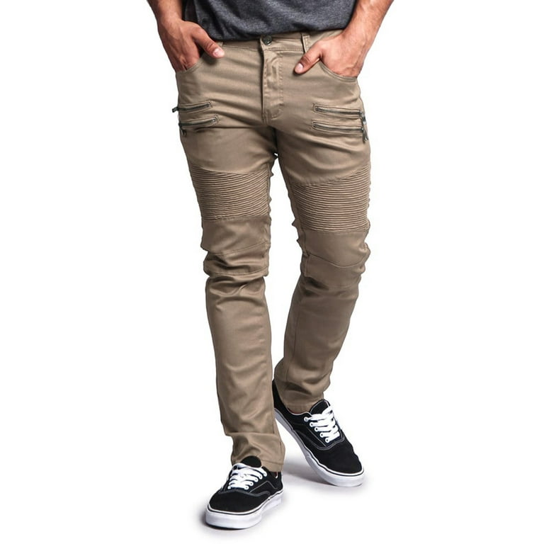 Victorious Men's Coated Slim Fit Moto Pants Biker Jeans Victorious Men's Coated Slim Fit Moto Pants Biker Jeans