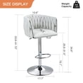 thumbnail image 3 of Peispie Counter Height Bar Stools Set of 4, 25.6"-31.5" Adjustable Swivel Woven Velvet Bar Chairs with Chrome Base for Kitchen Island, Low Back Barstools for Adult, Beige, 3 of 10