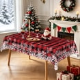 thumbnail image 3 of Nanqianyi Snowflake Plaid Christmas Tablecloth 60"x102",Waterproof Stain Resistant Table Cover For Holiday Party, 3 of 6
