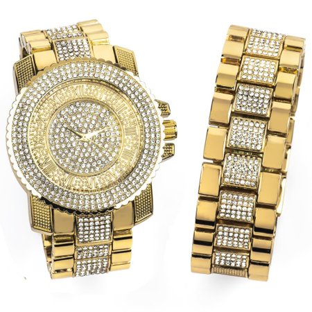 - 14K Yellow Gold Bling Master Watch/Bracelet Set